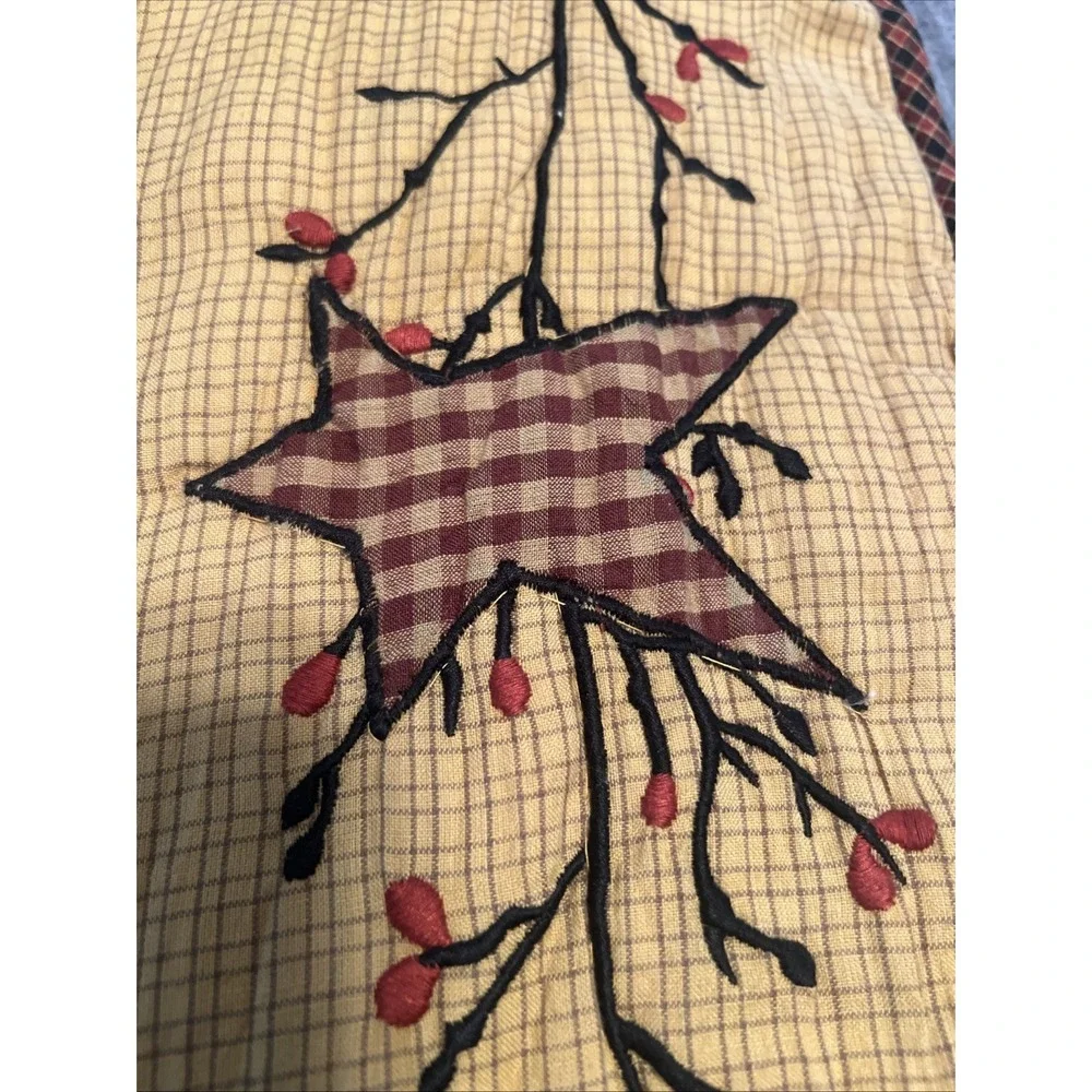 VHC Brands Heritage Farms Quilted Throw 50x60 Crow Star Primitive Country Wall